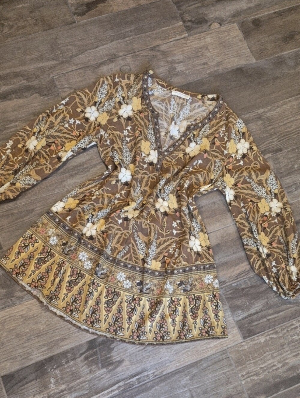 SPELL Spell & the Gypsy Collective Bianca Long Sleeve Floral Tunic Dress, XS - Picture 8 of 15
